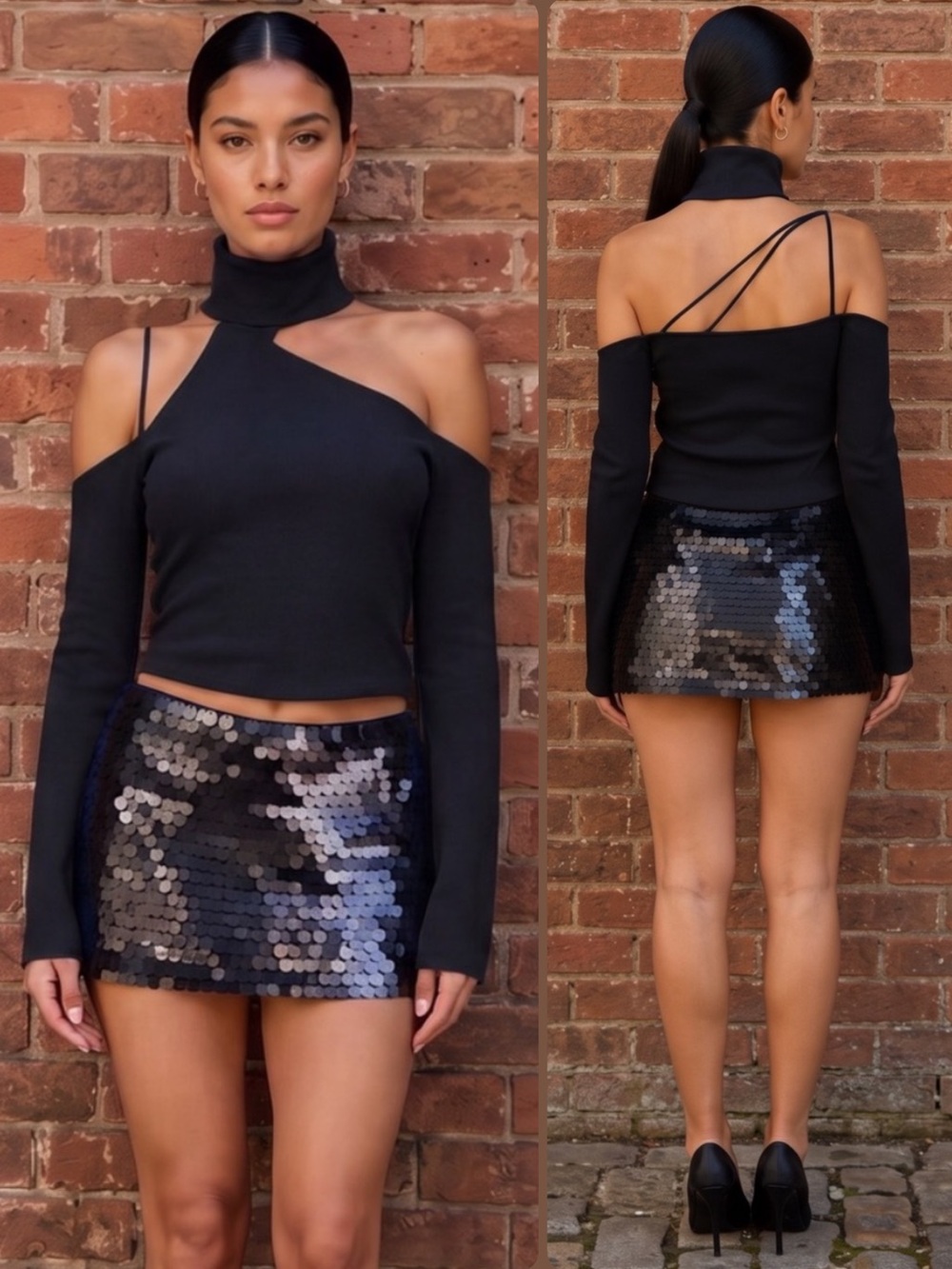 Gauge81 Lerma Black Rayon Knitted Asymmetric Cutout Long Sleeve Top NWT $328